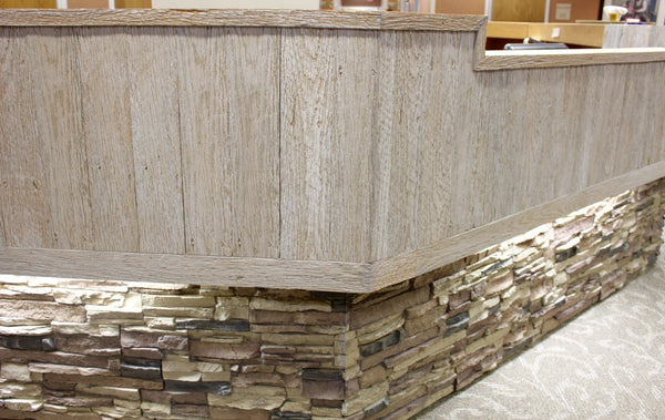 Lightning Ridge faux stone panel in Nature's Spirit – office wall and cladding