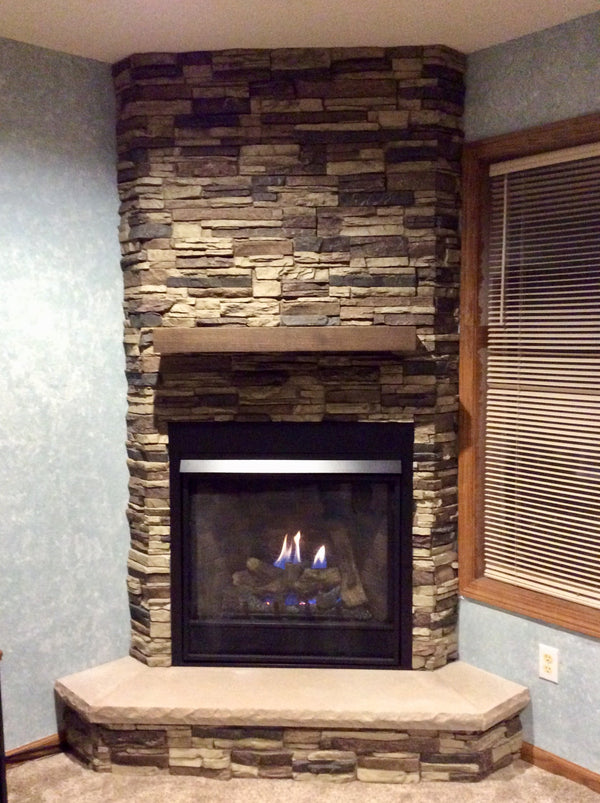 Lightning Ridge faux stone panel in Nature's Spirit – fireplace surround