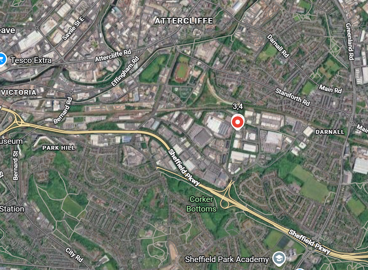 Map showing Tritan BP's Sheffield fulfilment centre at 3-4 Parkway Link, Kettlebridge Road, Sheffield S9 3AJ