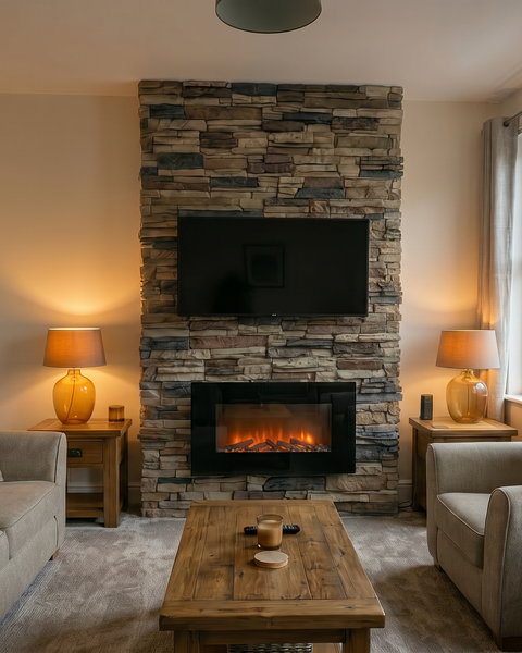 Media Wall Ideas UK: Faux Stone Fireplace & TV Wall Inspiration