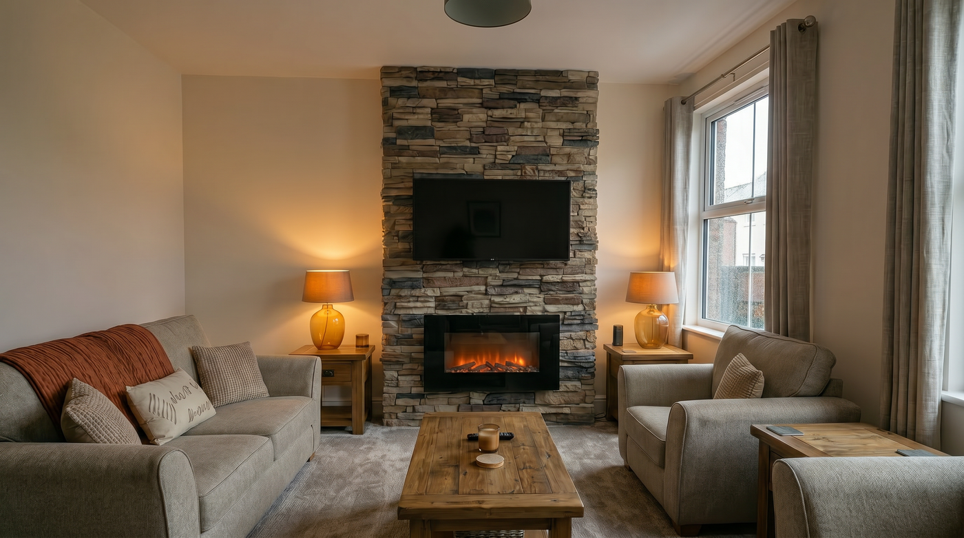 Media Wall Ideas UK: Faux Stone Fireplace & TV Wall Inspiration