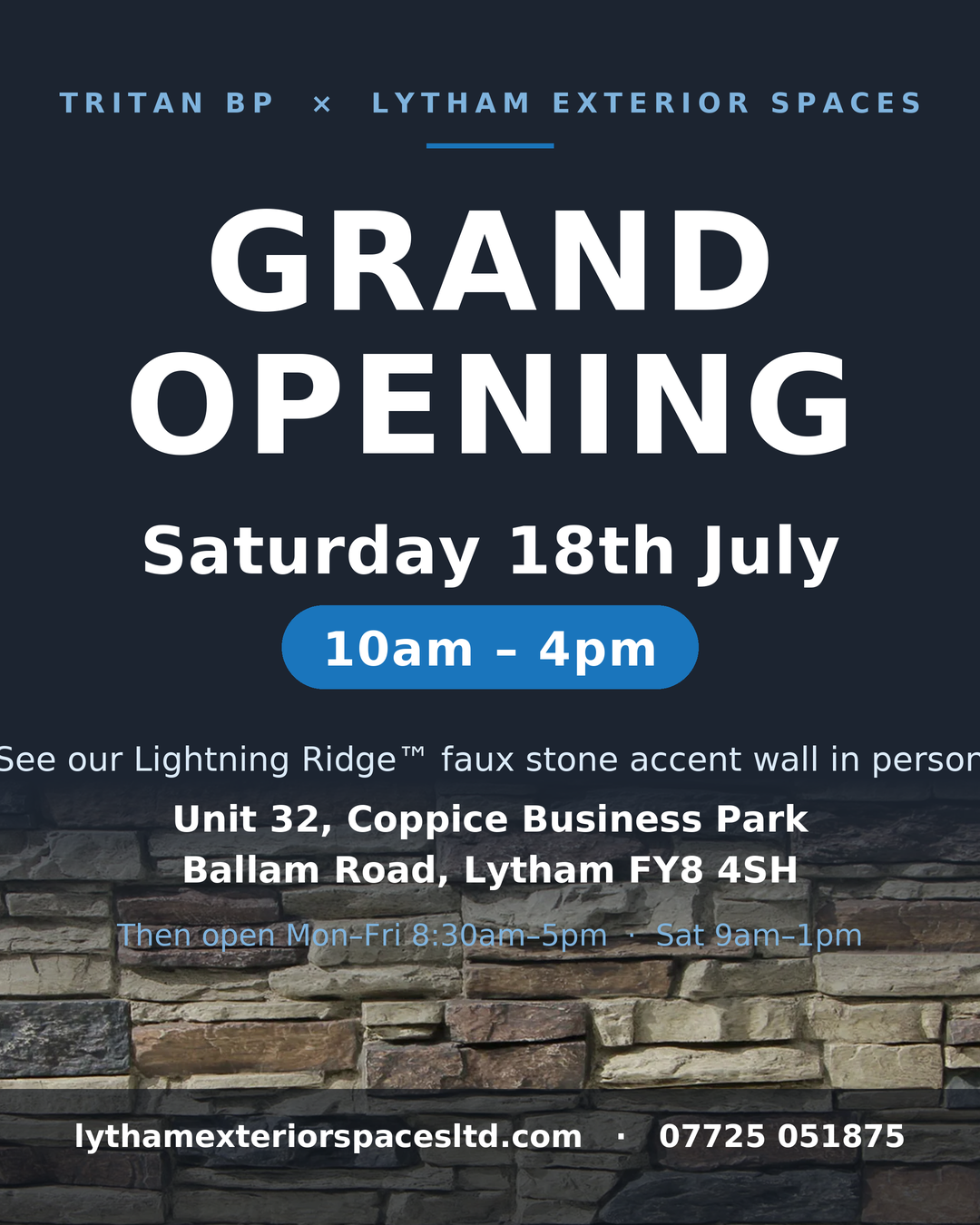 See Lightning Ridge™ In Person: Lytham Exterior Spaces Grand Opening — Saturday 18th July