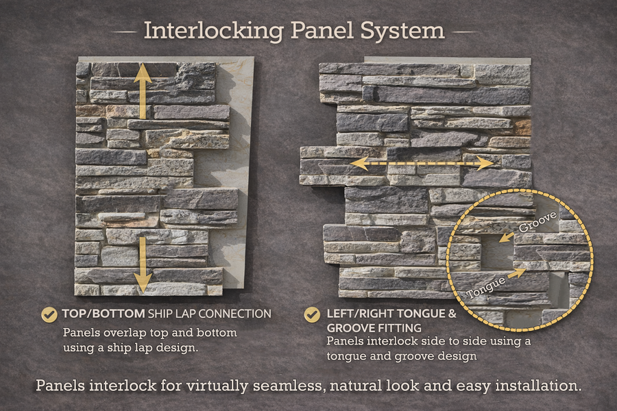 Faux Lightning Ridge stone wall panel - view 13