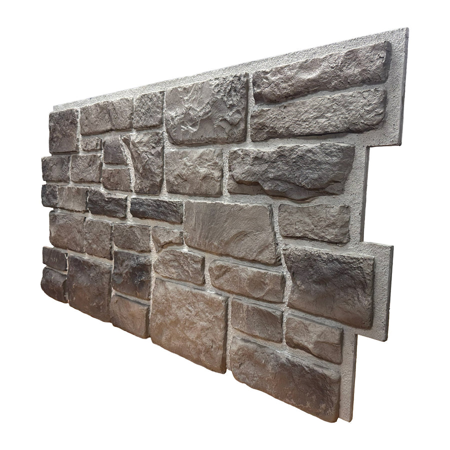 Side view of a Cotswold Stone Abbey Grey panel showing its approximate 2.5 cm depth