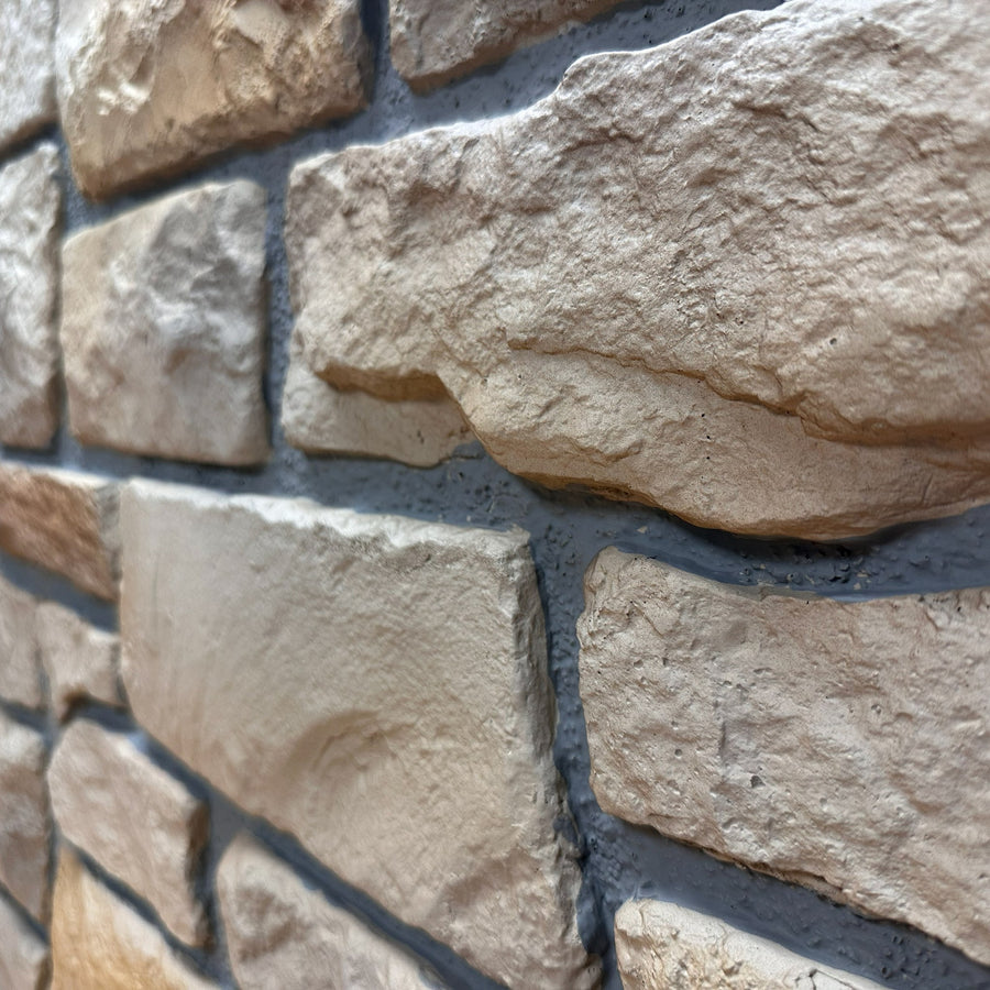 Close-up of Cotswold Stone in Antique Honey showing the warm honey limestone variation