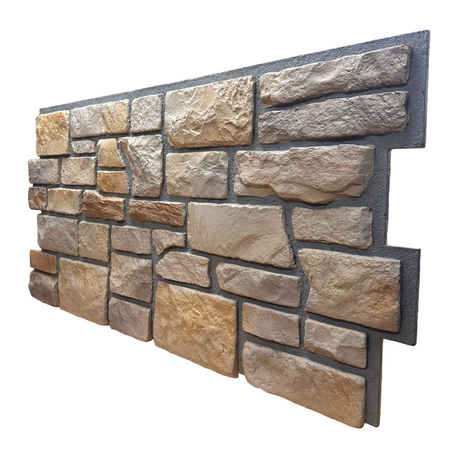Side view of a Cotswold Stone Antique Honey panel showing its approximate 2.5 cm depth