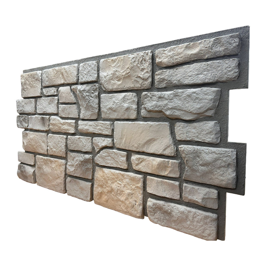 Side view of a Cotswold Stone Fossil White panel showing its approximate 2.5 cm depth