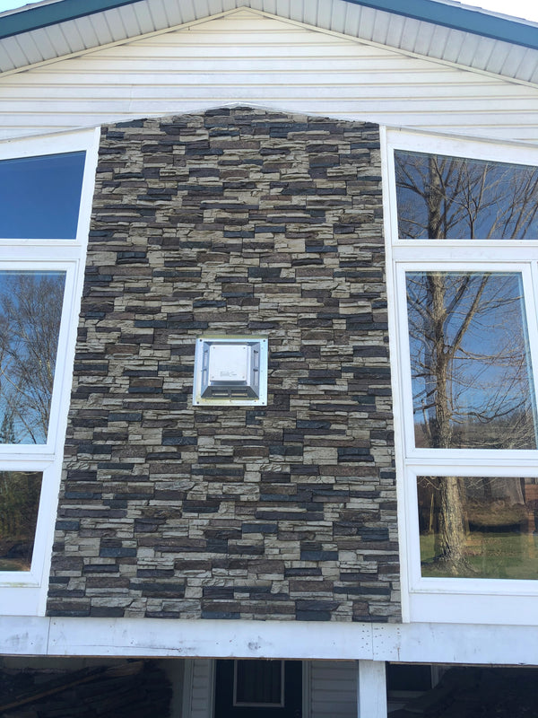 Lightning Ridge faux stone panel in Grey Fox – outdoor wall